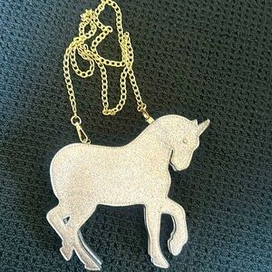 Kids Purse Rose Pink Glitter Sparkly Unicorn Chain Strap Handbag